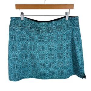 Tranquility Blue Black Patterned Casual Pull On Athletic Bike Short Skirt Sz XL